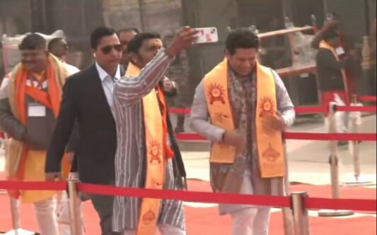 Sachin Tendulkar Joins Historic Pran Pratishtha Ceremony In Ayodhya