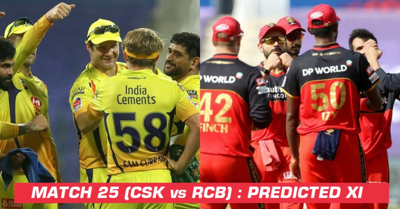 Ipl 2020 Match 25 Csk Vs Rcb Probable Playing Xis