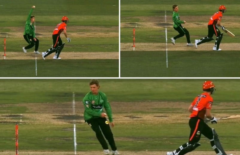 Adam Zampa Makes An Unsuccessful Attempt To Run Out The Batter At Non Striker S End