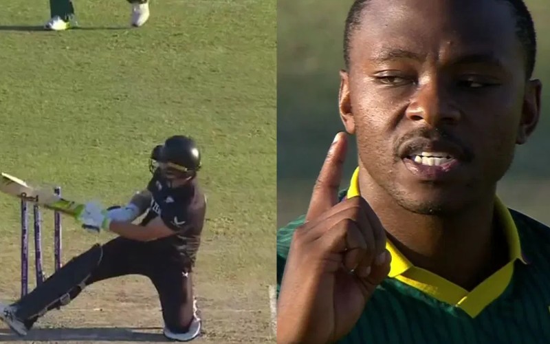 Image accompanying CricShots coverage of Tom Latham's dismissal by Kagiso Rabada.