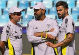 Gautam Gambhir with Rohit Sharma and Virat Kohli