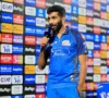 Jasprit Bumrah in the post-match presentation ceremony ©BCCI/IPL